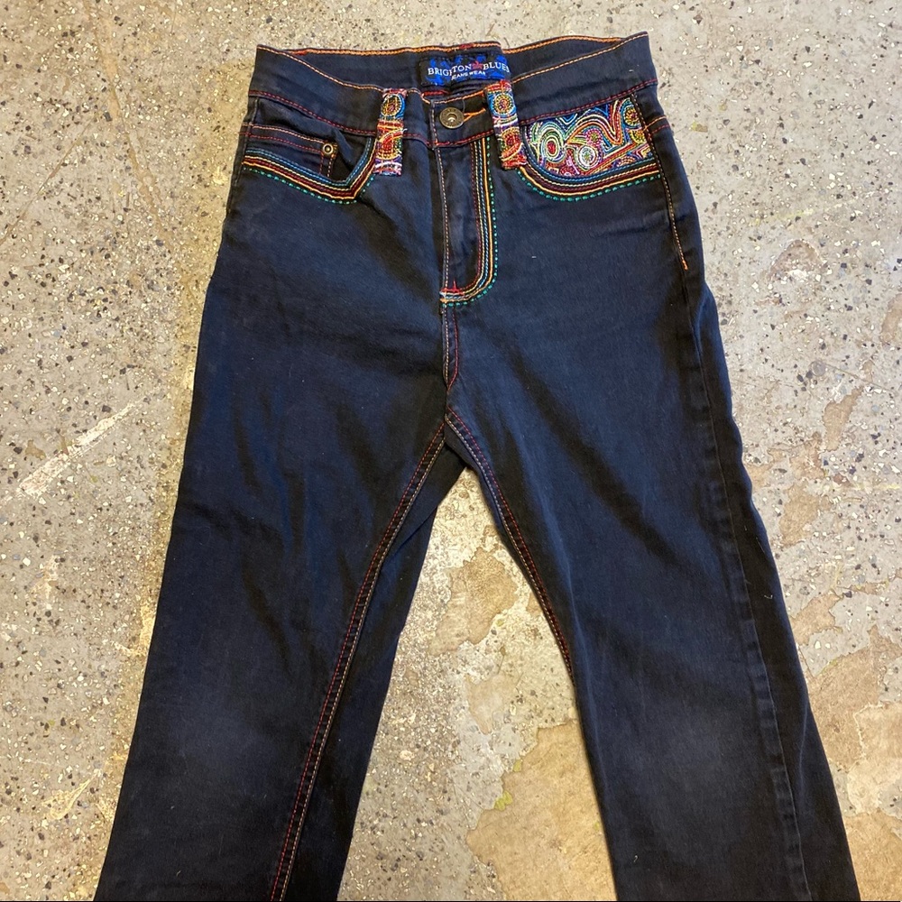 Brighton Blue - youth denim, skinny jeans.  Sz. 12.  Beautiful Embroidery